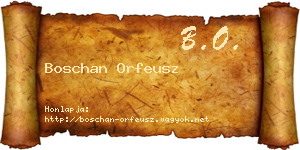Boschan Orfeusz névjegykártya